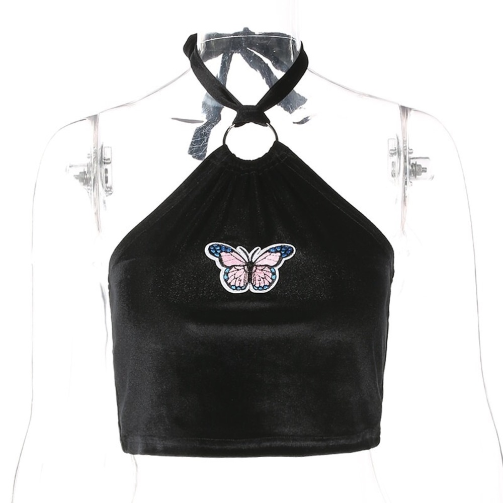 SOLD *✧･ﾟ:* Mariposa Velvet Halter ✧*:･ﾟ